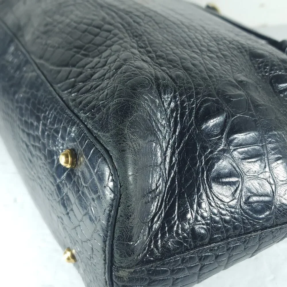 BRAHMIN Asher Medium Black Croc Embossed Melbourne Leather Tote bag